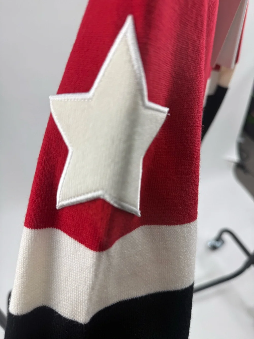 Givenchy Red, Black and Cream Colorblock Crewneck Sweater